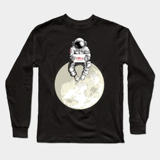 Astronaut Sitting at Moon Long Sleeve T-Shirt